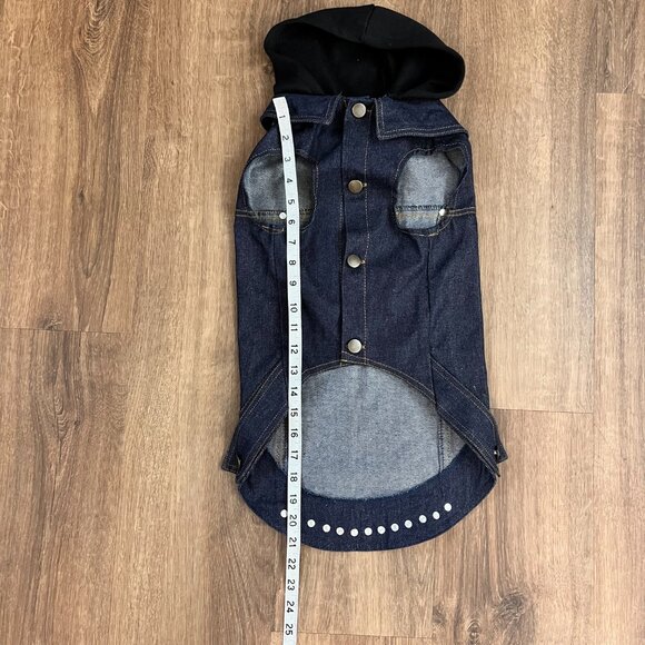 Fab Dog Medium Dog Hoodie Jacket AC/DC Embroidered Denim Vest - Picture 9 of 9